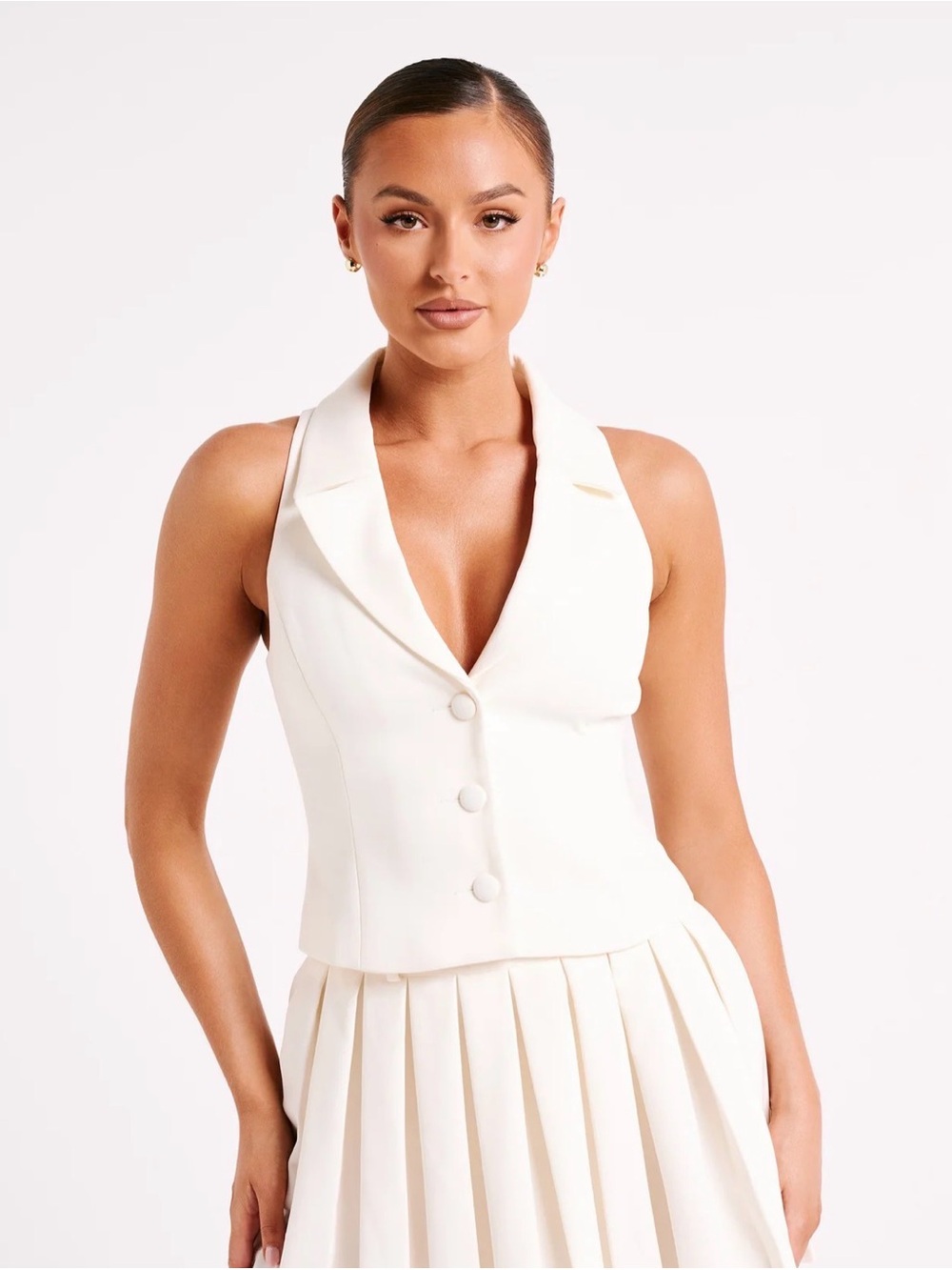 Meshki Cream Tailored Blazer Jacket